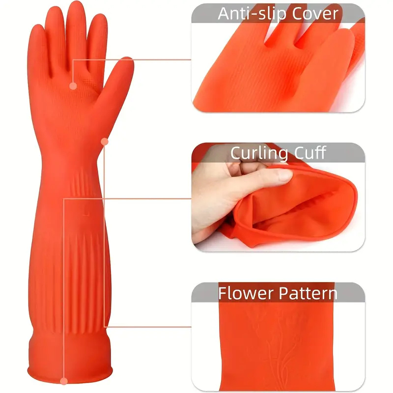 1Pair Lengthen Dishwashing Cle - Commercial Kitchen Gloves 评论和价格